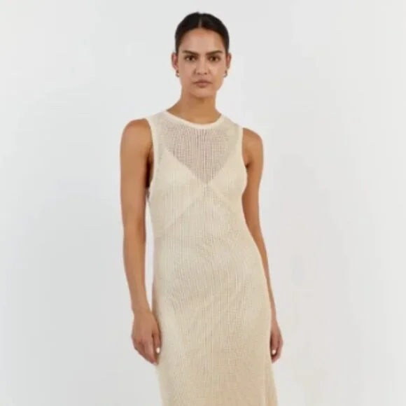 Dissh OPHELIA NATURAL CROCHET MAXI DRESS - Picture 1 of 3